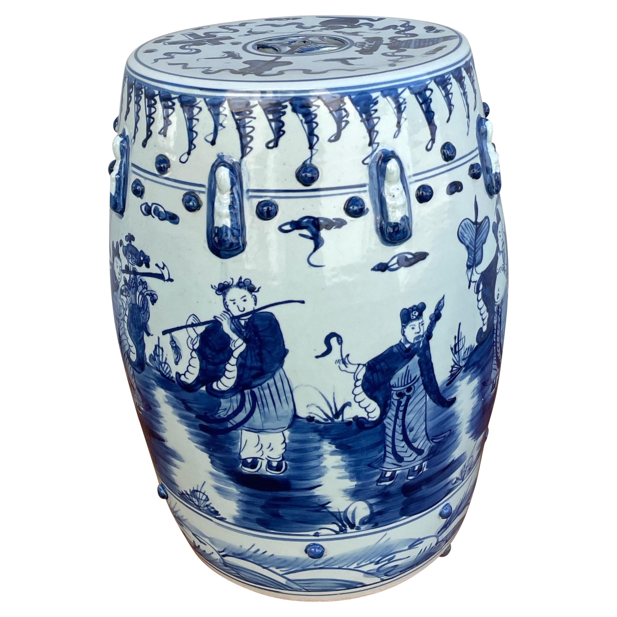 Vintage Blau & Weiß Chinesisch Garten Sitz