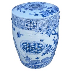 Vintage Blue & White Chinoiserie Garden Seat