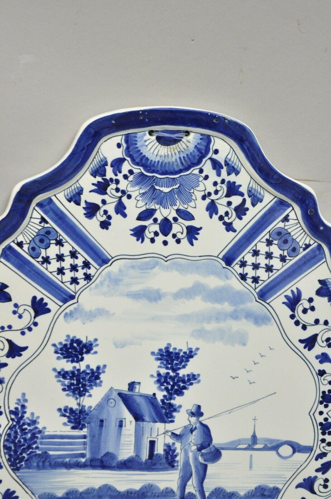 Italienischer Vintage-Wandteller im Delfter Vintage-Stil aus blau-weißem Porzellan im Delfter Vintage-Stil (Grand Tour) im Angebot