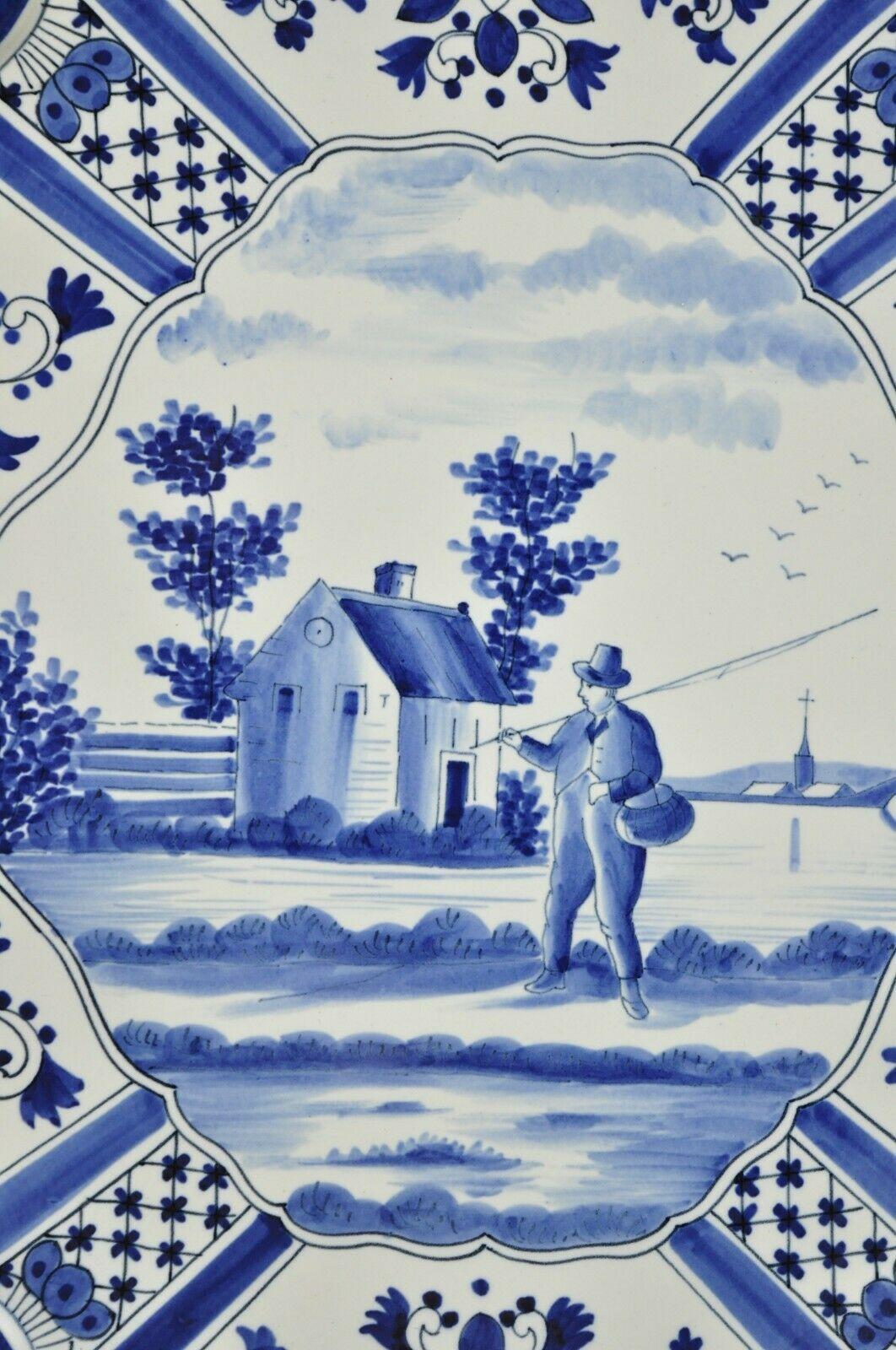 Italienischer Vintage-Wandteller im Delfter Vintage-Stil aus blau-weißem Porzellan im Delfter Vintage-Stil im Zustand „Gut“ im Angebot in Philadelphia, PA
