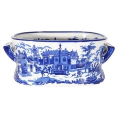 Vintage Blue & White Porcelain Planter Jardiniere 20th Century