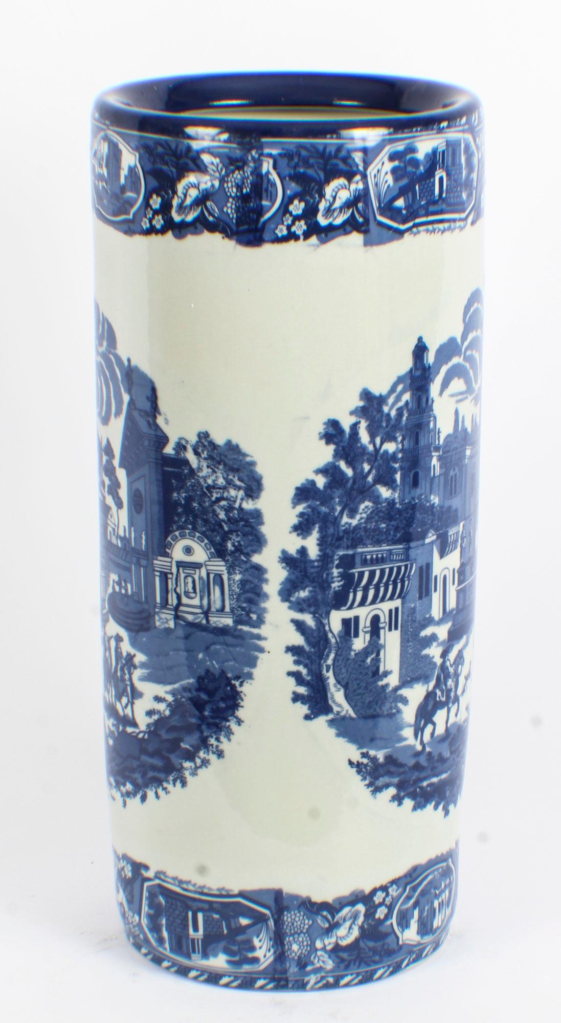 Vintage Blue and White Porcelain Umbrella Stick Stand, 20th Century In Good Condition In London, GB