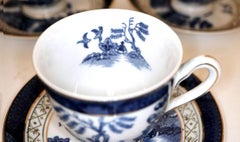 Vintage Blue Willow Double Phoenix Blue and White Demitasse Set 16 Pieces