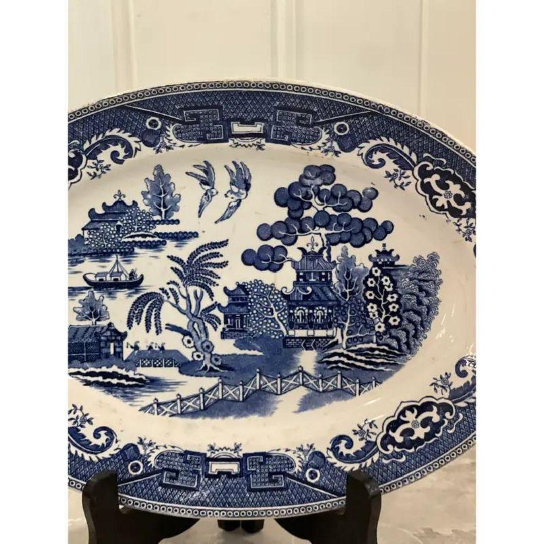 Beautiful Vintage Blue Willow pattern platter made for Heritage Mint Ltd inspired by the 18th-century works of Thomas Turner in Great Condition.