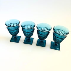 Vintage Blue Wine Goblets by Indiana Glass - Set of 4