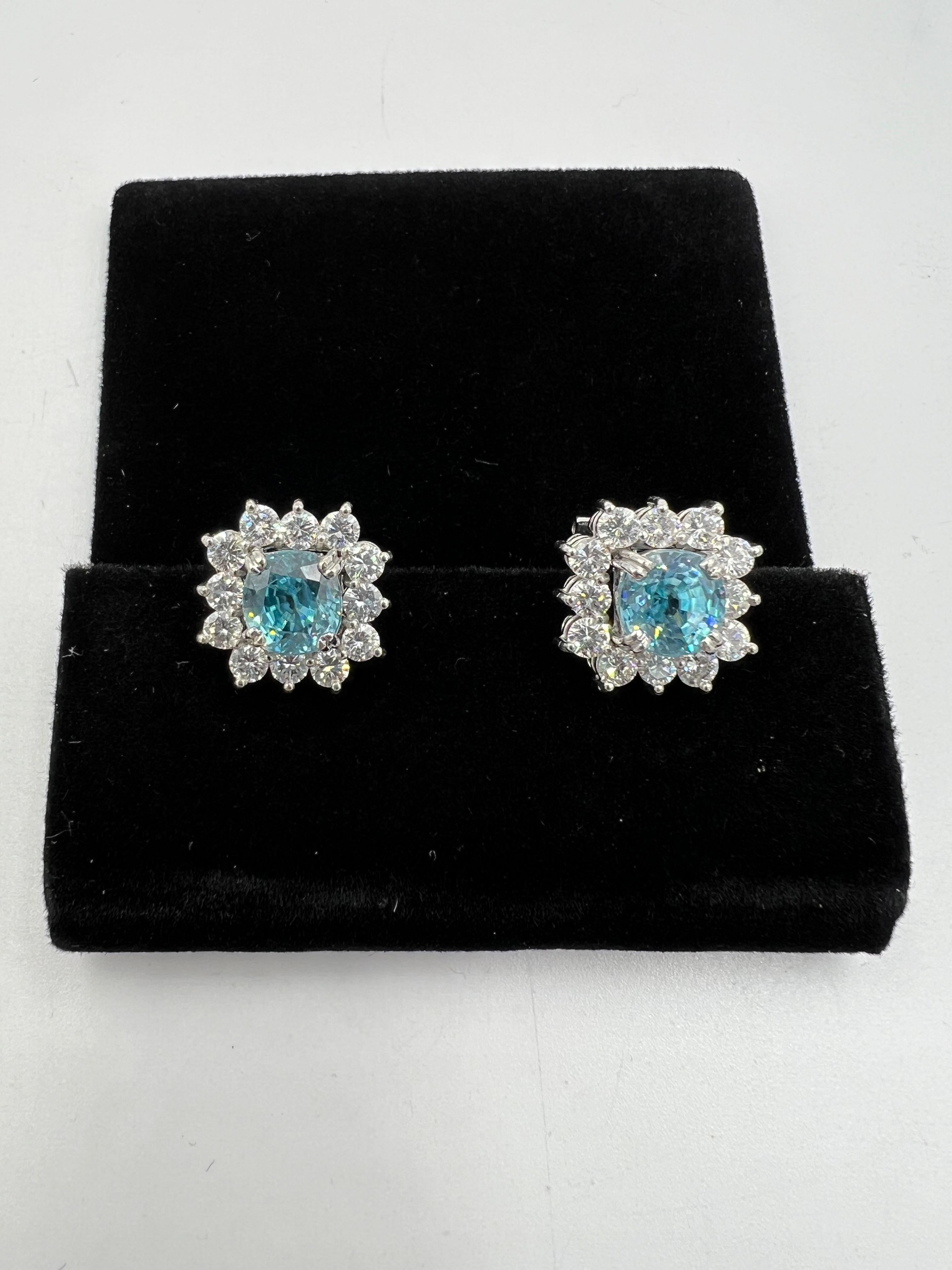 Vintage 1950s Blue Zircon and Diamond white gold earrings.

The vintage 1950s blue zircon and diamond white gold earrings represent a significant intersection of mid-century aesthetics and gemstone craftsmanship, reflecting the unique design ethos