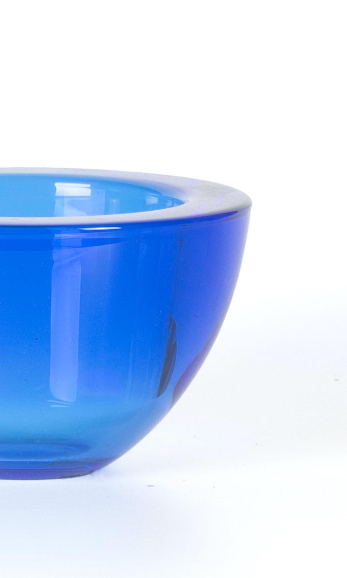 Italian Vintage Blue Glass Bowl, Italy, 1970s For Sale