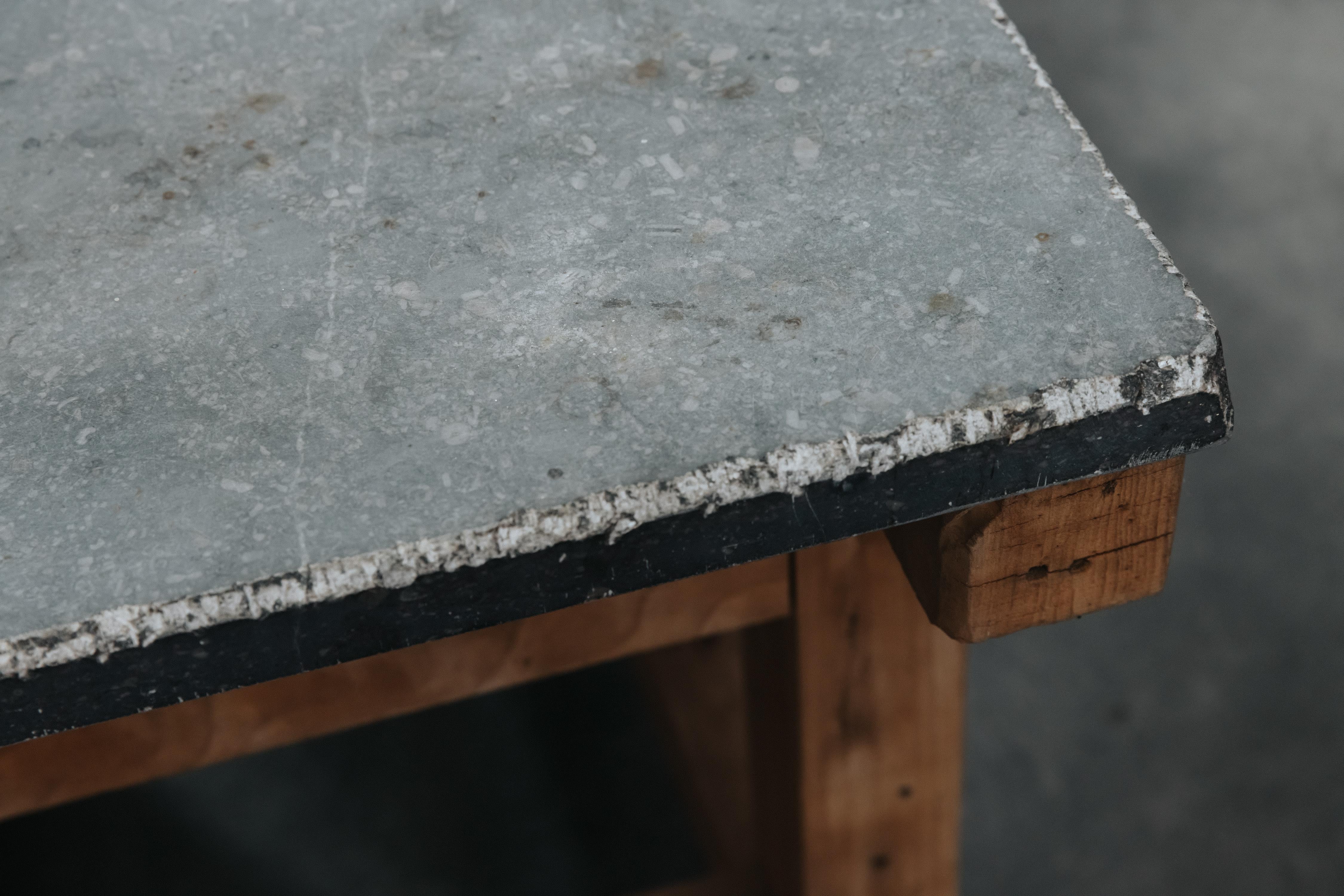 Vintage Bluestone and Oak Console Table From France, Circa 1950 1
