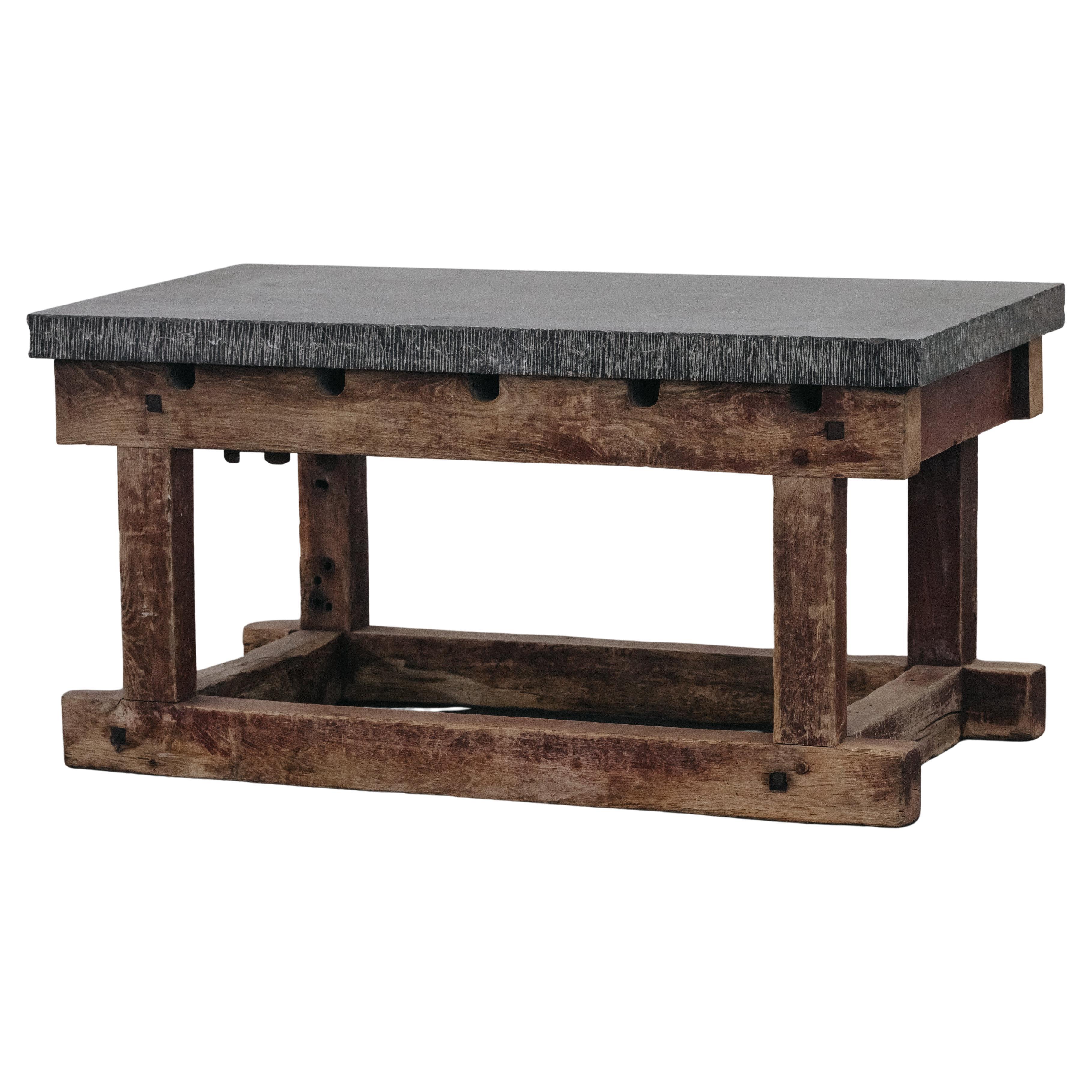 Vintage Bluestone Console Table From France, Circa 1950