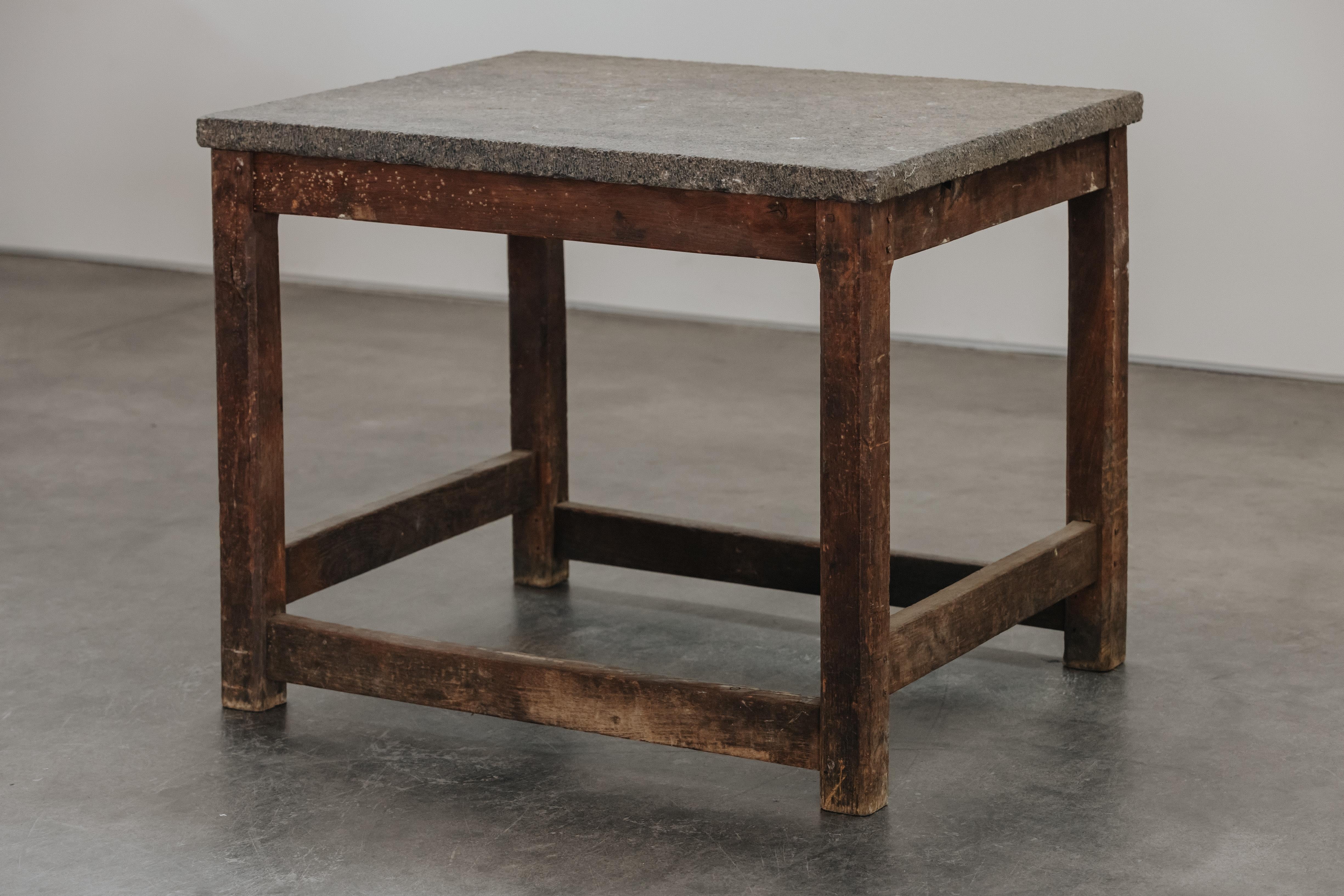 European Vintage Bluestone Table From France, Circa 1940 For Sale