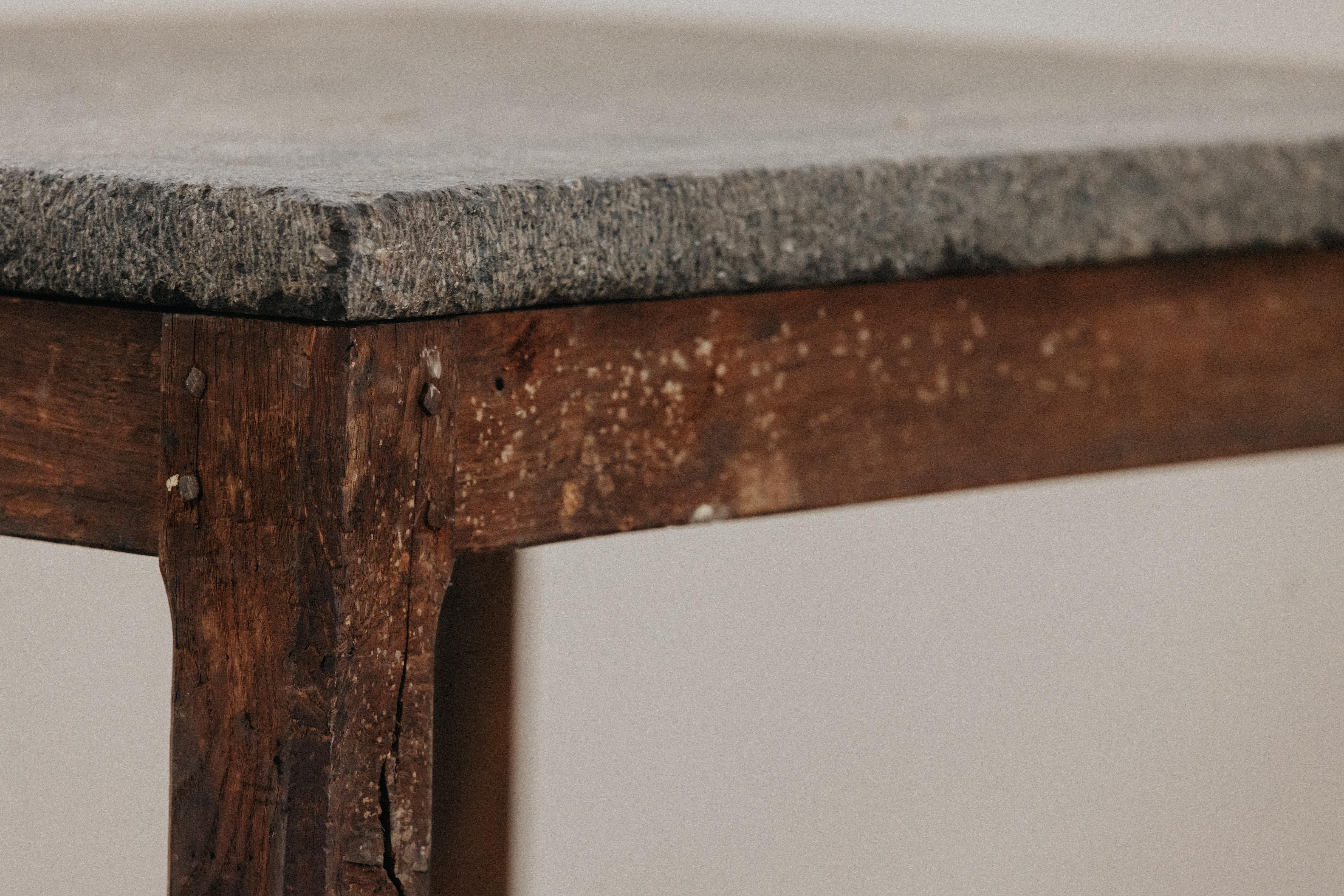 Mid-20th Century Vintage Bluestone Table From France, Circa 1940 For Sale