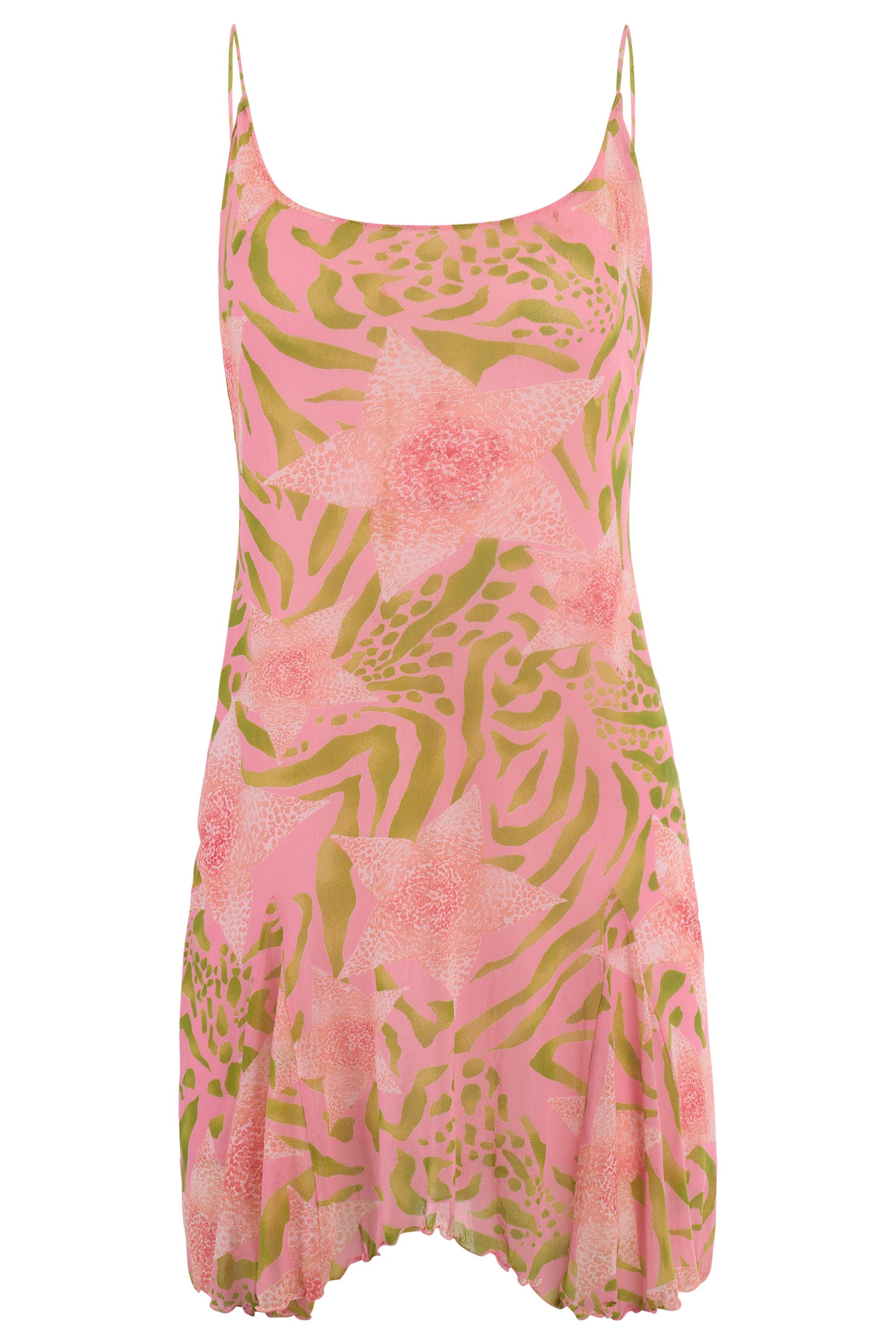 Vintage Blugirl By Blumarine Pink Floral Slip Dress In Excellent Condition For Sale In London, GB