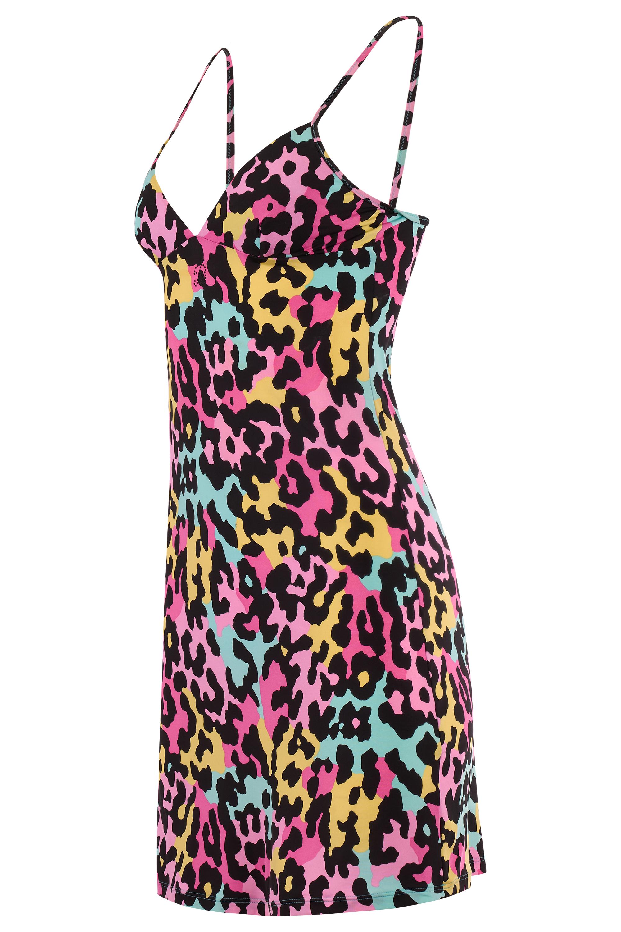 Blumarine leopard multicolour mini dress. Features skinny straps, multicolour leopard print all over, plunge neckline and mini length. In excellent vintage condition.

Brand: Blumarine
Size: UK 6
Color: Multi
Modern Size: UK: 6, US: 2, EU: