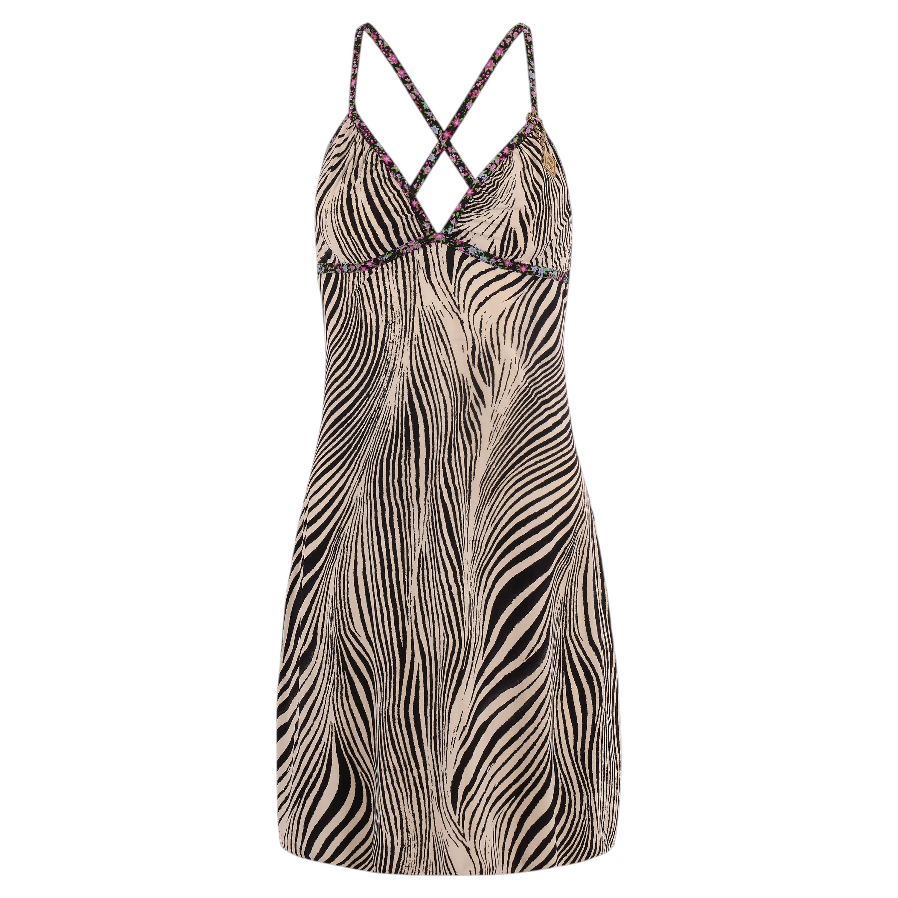 Vintage Blumarine 2000's Zebra Print Mini Dress