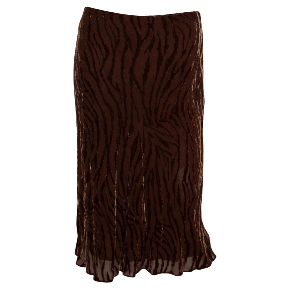 Vintage Blumarine Jupe en velours Devoree marron en vente