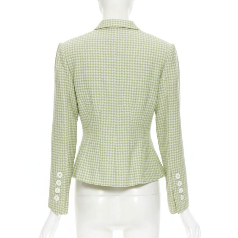 Women's vintage BLUMARINE green houndstooth wool belted blazer skirt set IT40 S For Sale