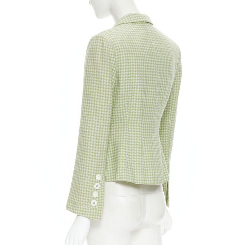 vintage BLUMARINE green houndstooth wool belted blazer skirt set IT40 S For Sale 1