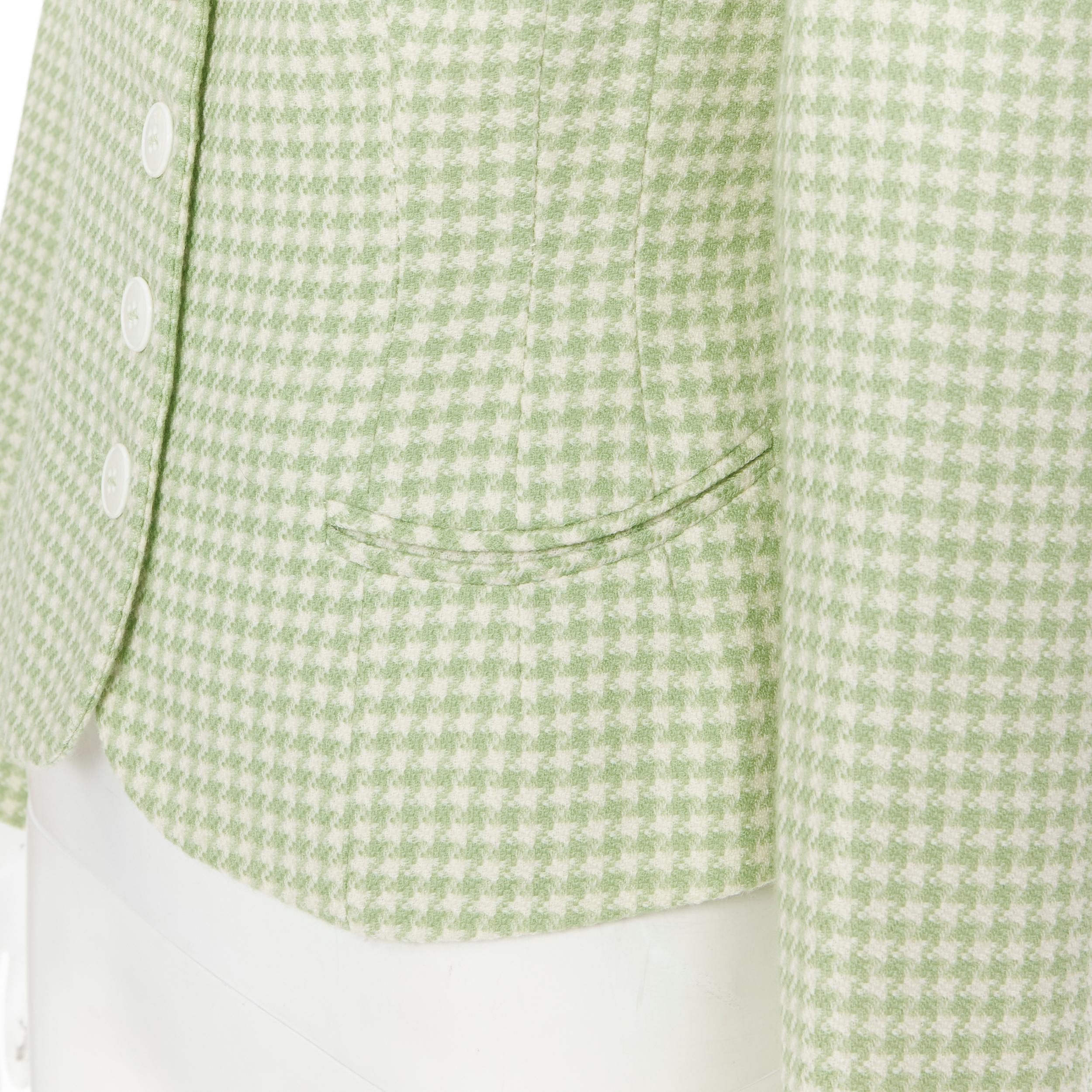 vintage BLUMARINE green houndstooth wool belted blazer skirt set IT40 S In Good Condition For Sale In Hong Kong, NT
