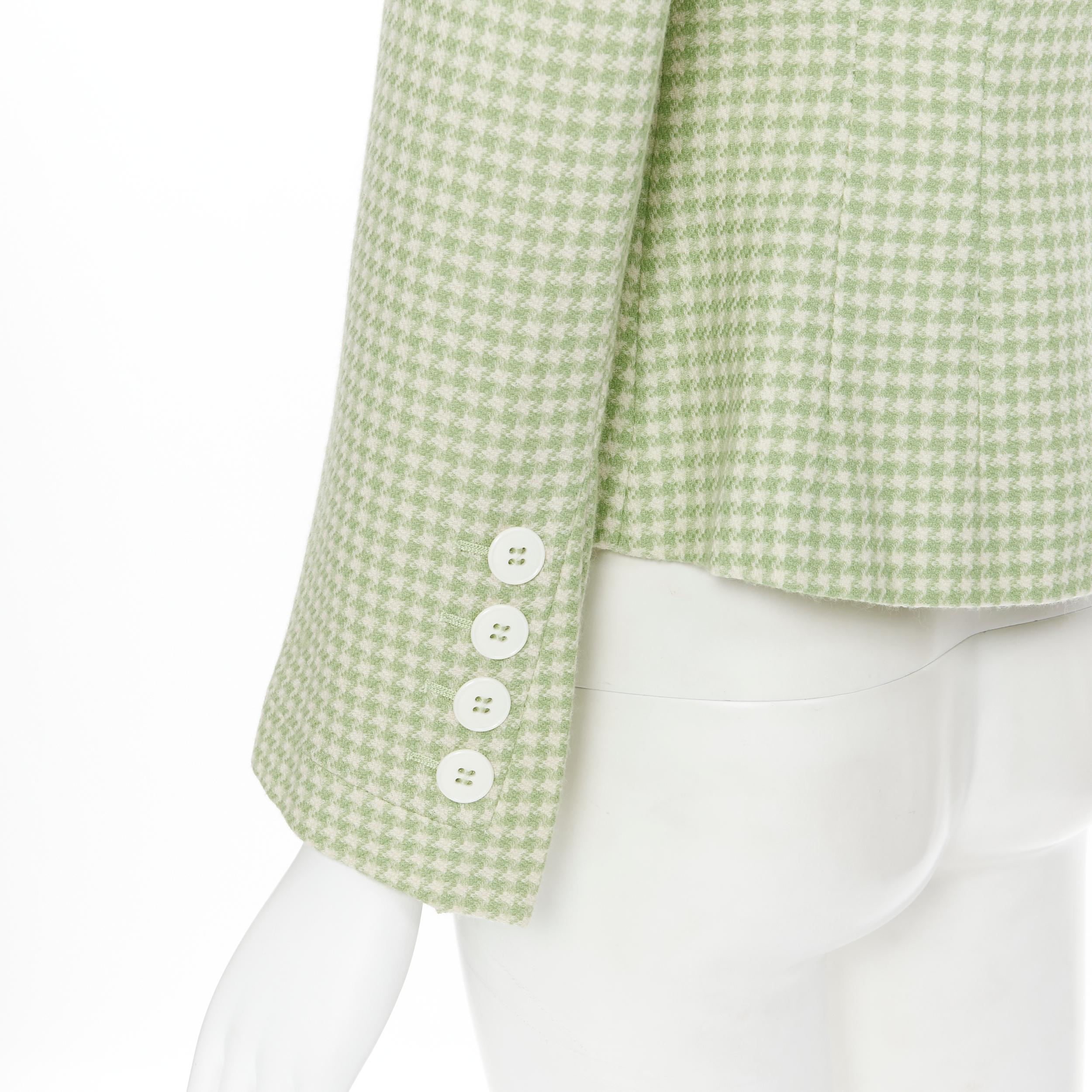 Women's vintage BLUMARINE green houndstooth wool belted blazer skirt set IT40 S For Sale
