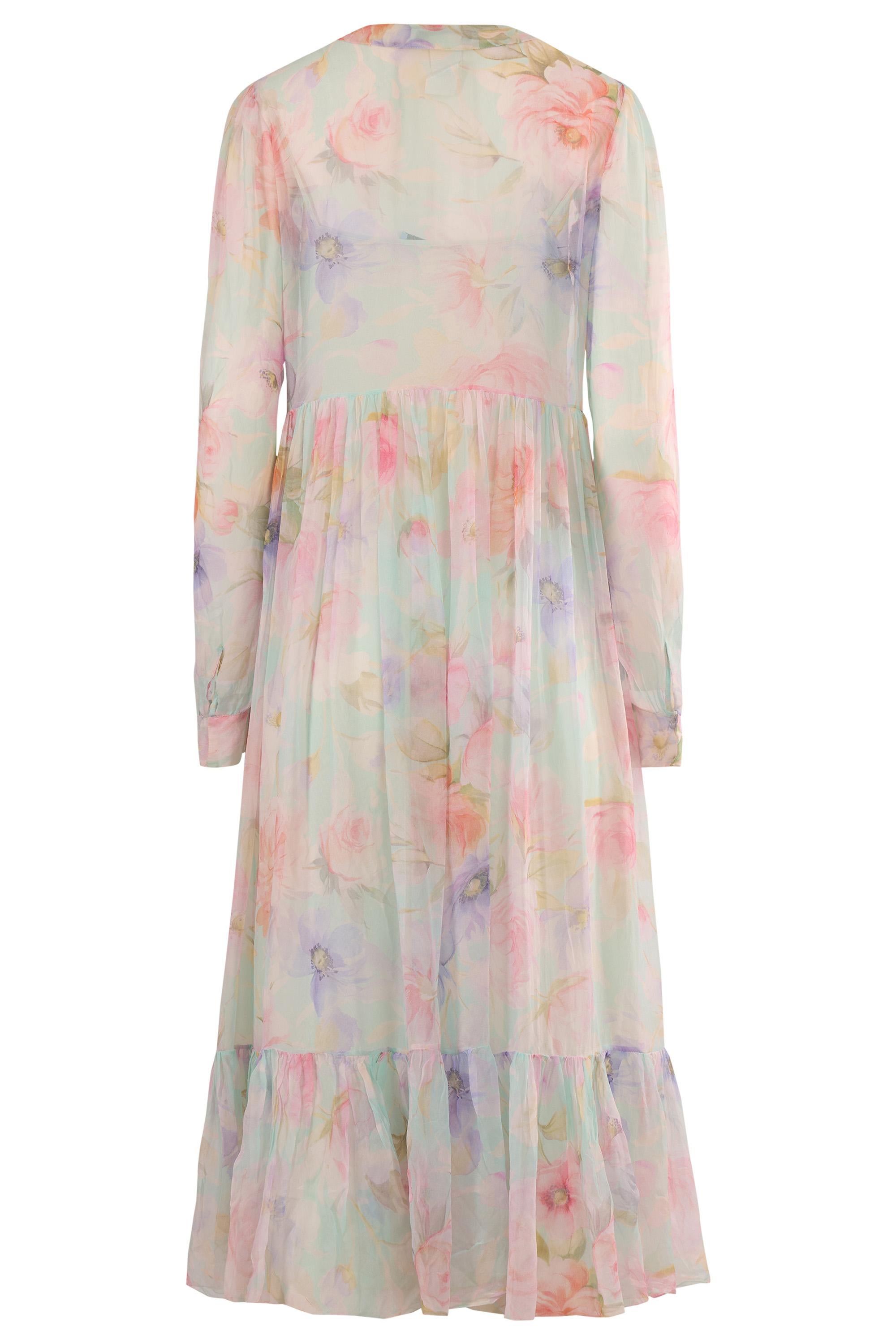 Vestido Blumarine Vintage de Mangas Largas Floral Transparente Beige en venta