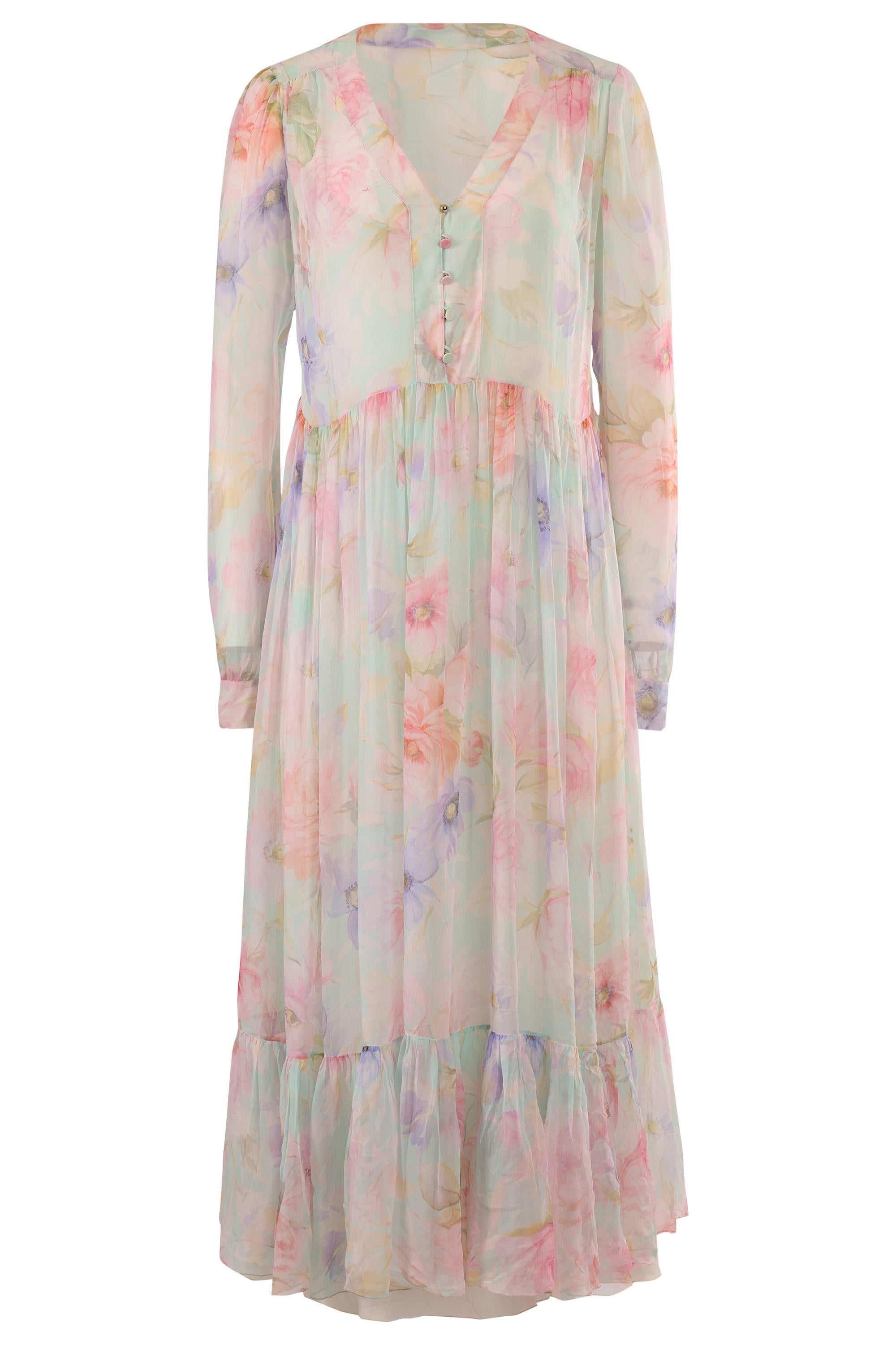 Vestido Blumarine Vintage de Mangas Largas Floral Transparente en Excelente estado para la venta en London, GB