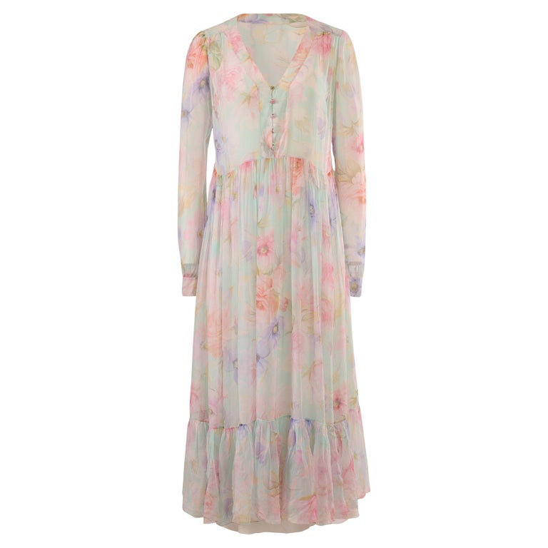 floor length floral wedding guest dress Zapakasa Women Blue Floral Chiffon Long Bridesmaid Dress A Line Lace Up  Back Wedding Guest Dress with Bows