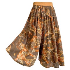 Vintage Blumarine printed wool & cashmere culotte skirt with leather belt detail