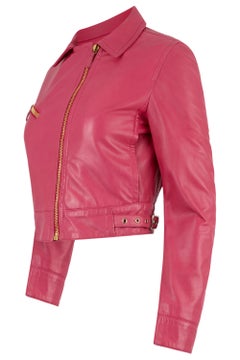 Vintage Blumarine S/S 2008 Leather Pink Biker Jacket