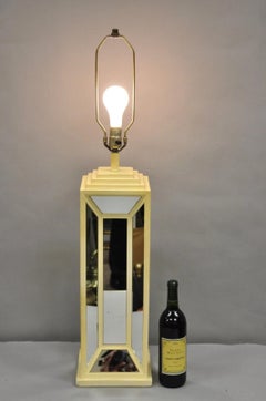 Vintage Blumberg Postmodern 1976 Mirrored Skyscraper Bone Lacquered Table Lamp