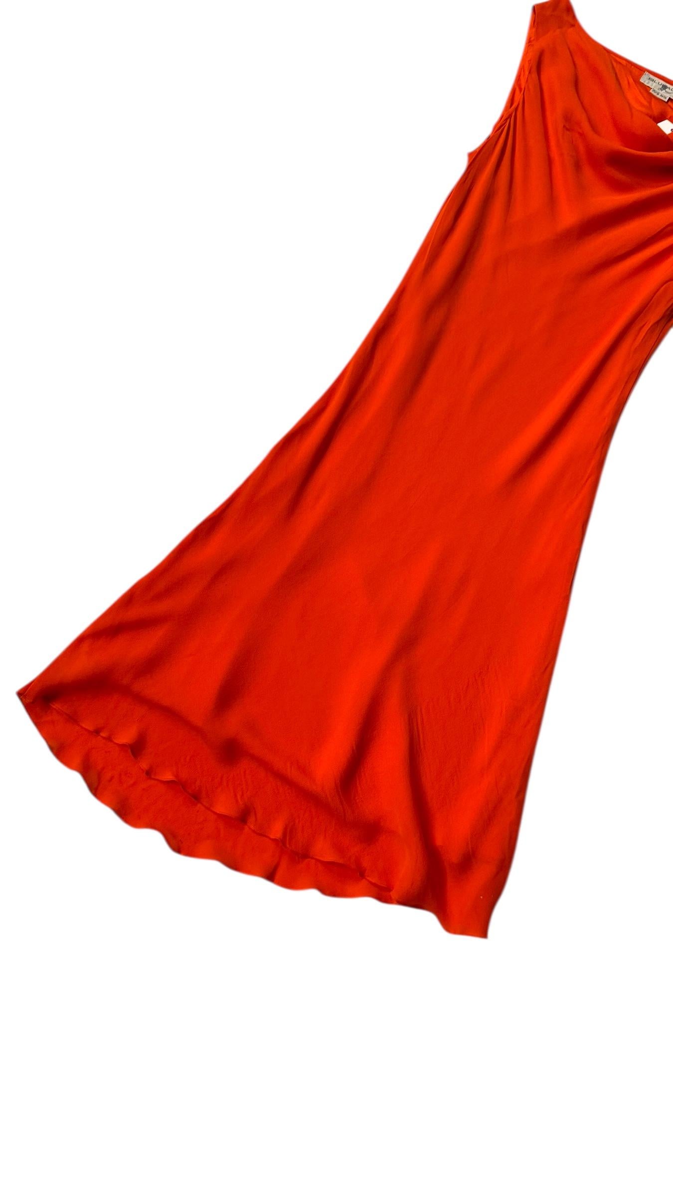 Vintage Blunauta Silk Slip Dress in Fiery Orange – We pay for import duty! in vendita 6