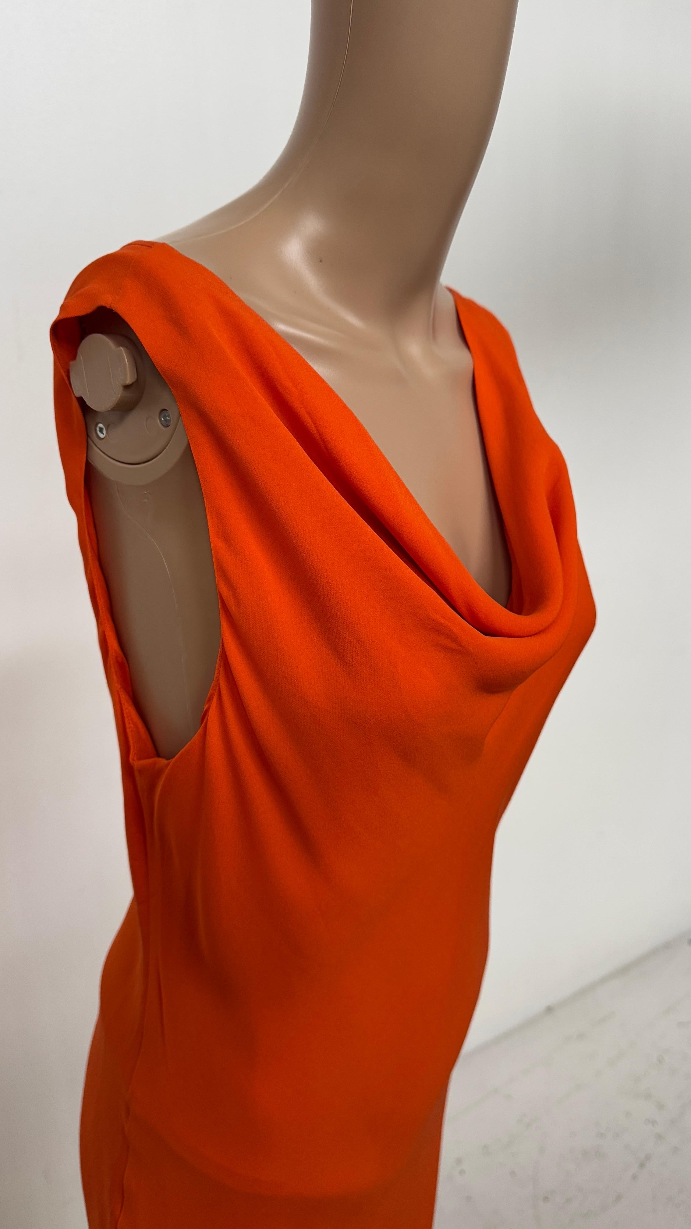 Red Vintage Blunauta Silk Slip Dress in Fiery Orange – We pay for import duty! in vendita