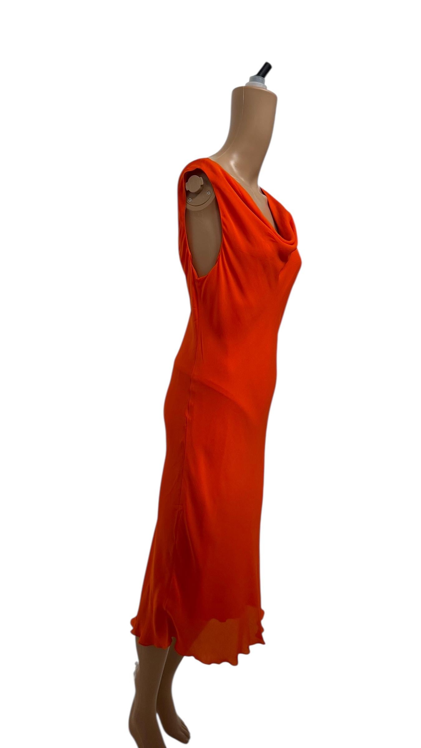 Vintage Blunauta Silk Slip Dress in Fiery Orange – We pay for import duty! In condizioni buone in vendita a Milano, IT