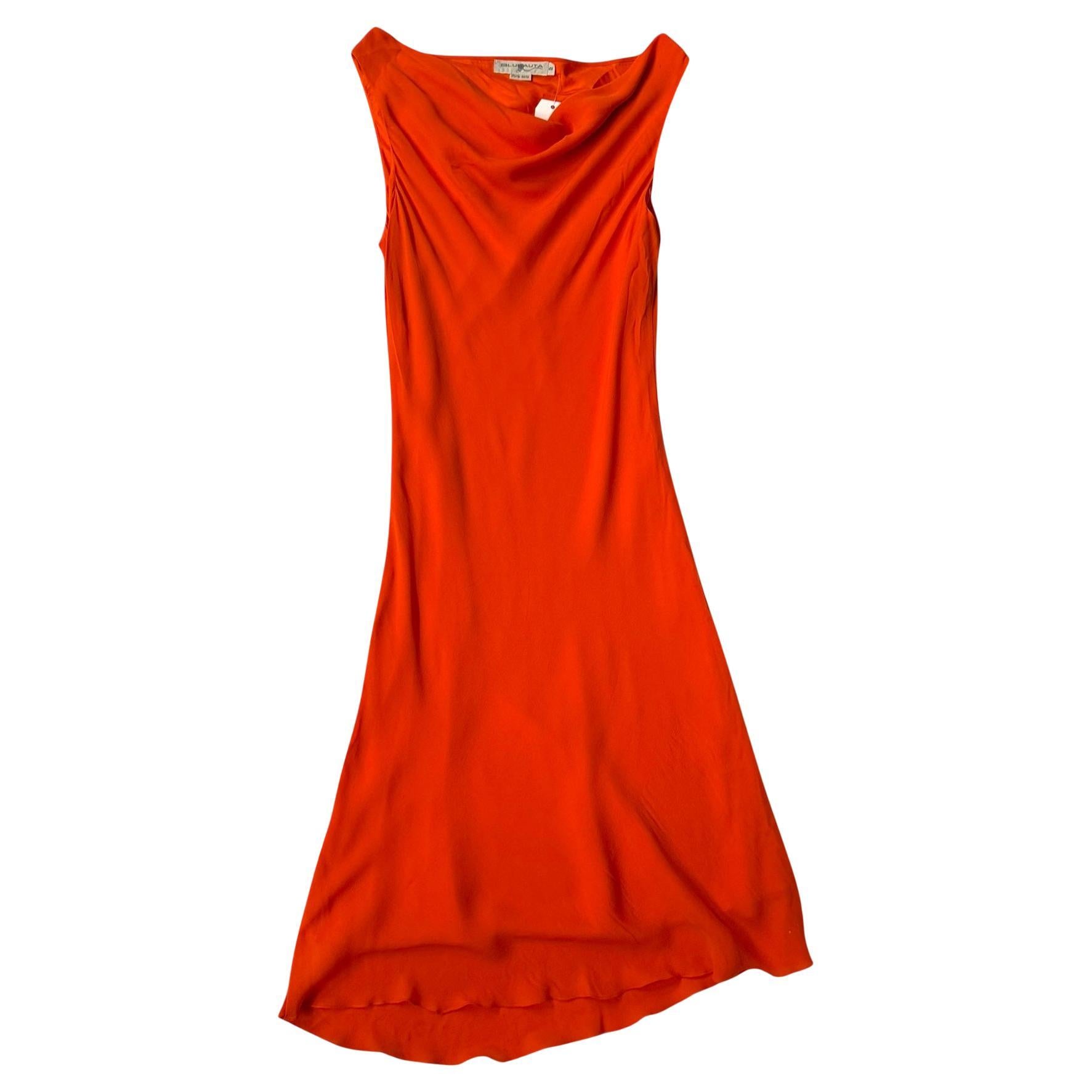 Vintage Blunauta Silk Slip Dress in Fiery Orange - We pay for import duty!