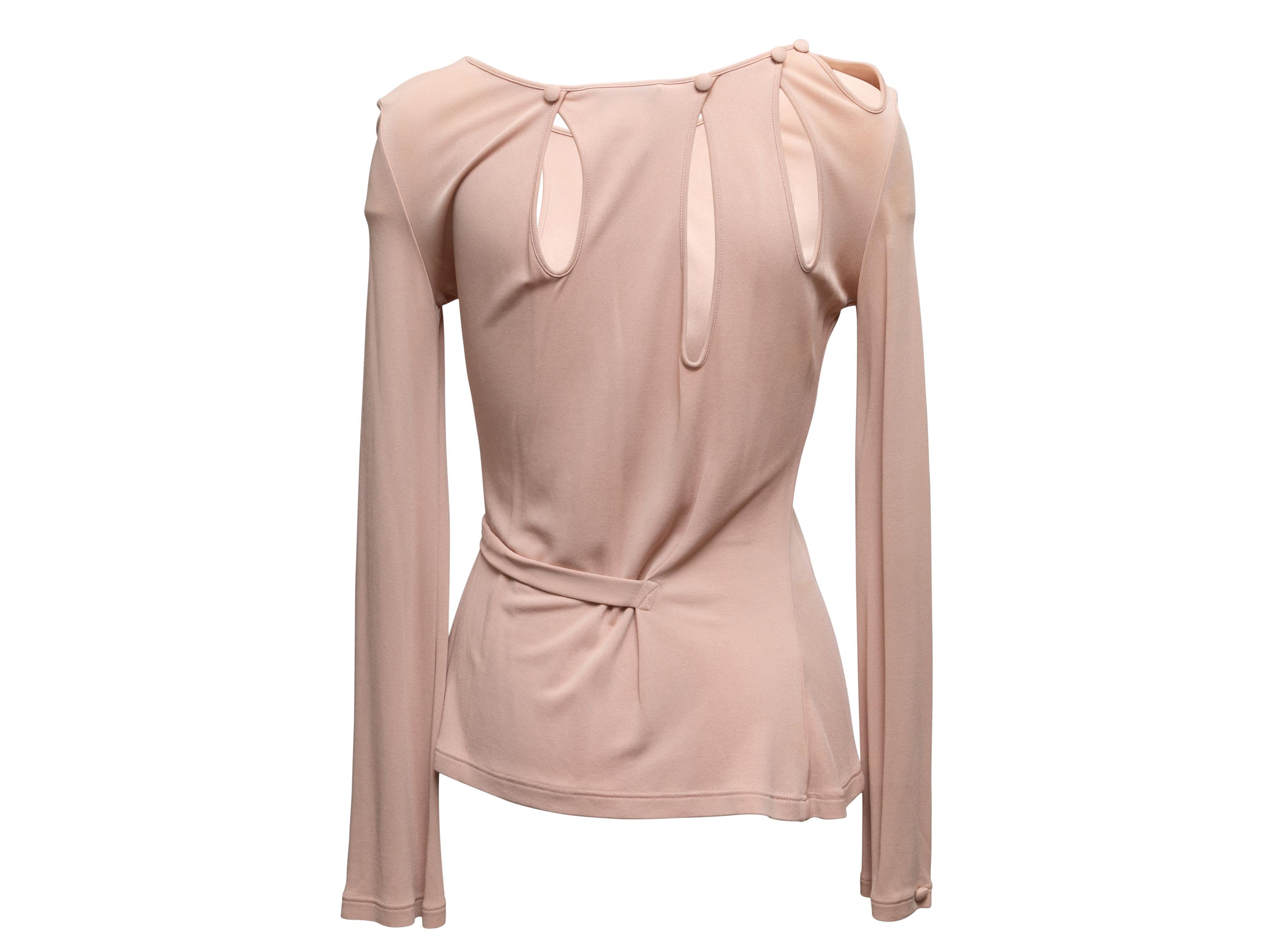 Vintage Blush Celine frühen 2000er Jahren Ausschnitt Langarm Top Größe FR 34 (Beige)