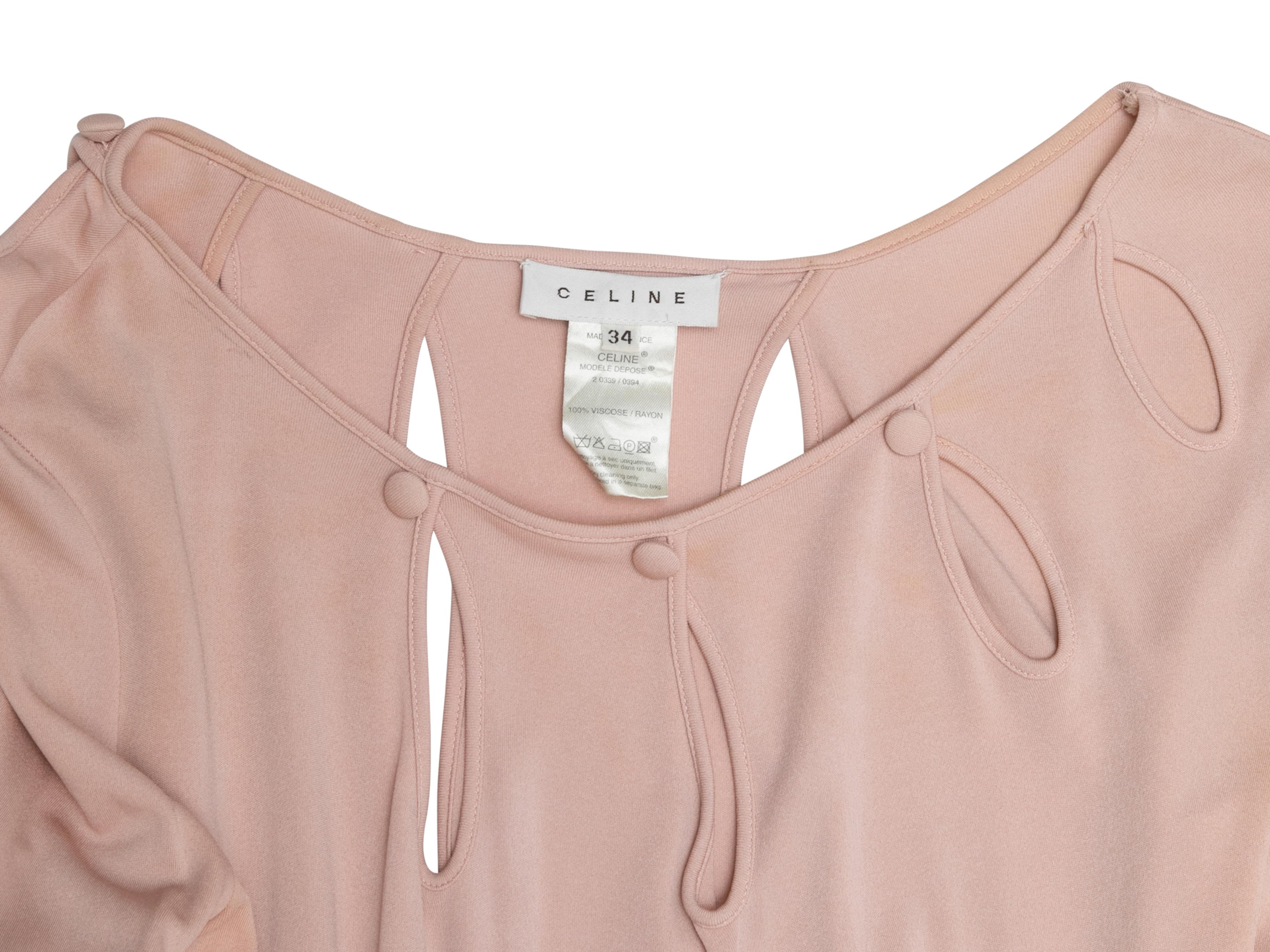 Vintage Blush Celine frühen 2000er Jahren Ausschnitt Langarm Top Größe FR 34 im Zustand „Gut“ in New York, NY
