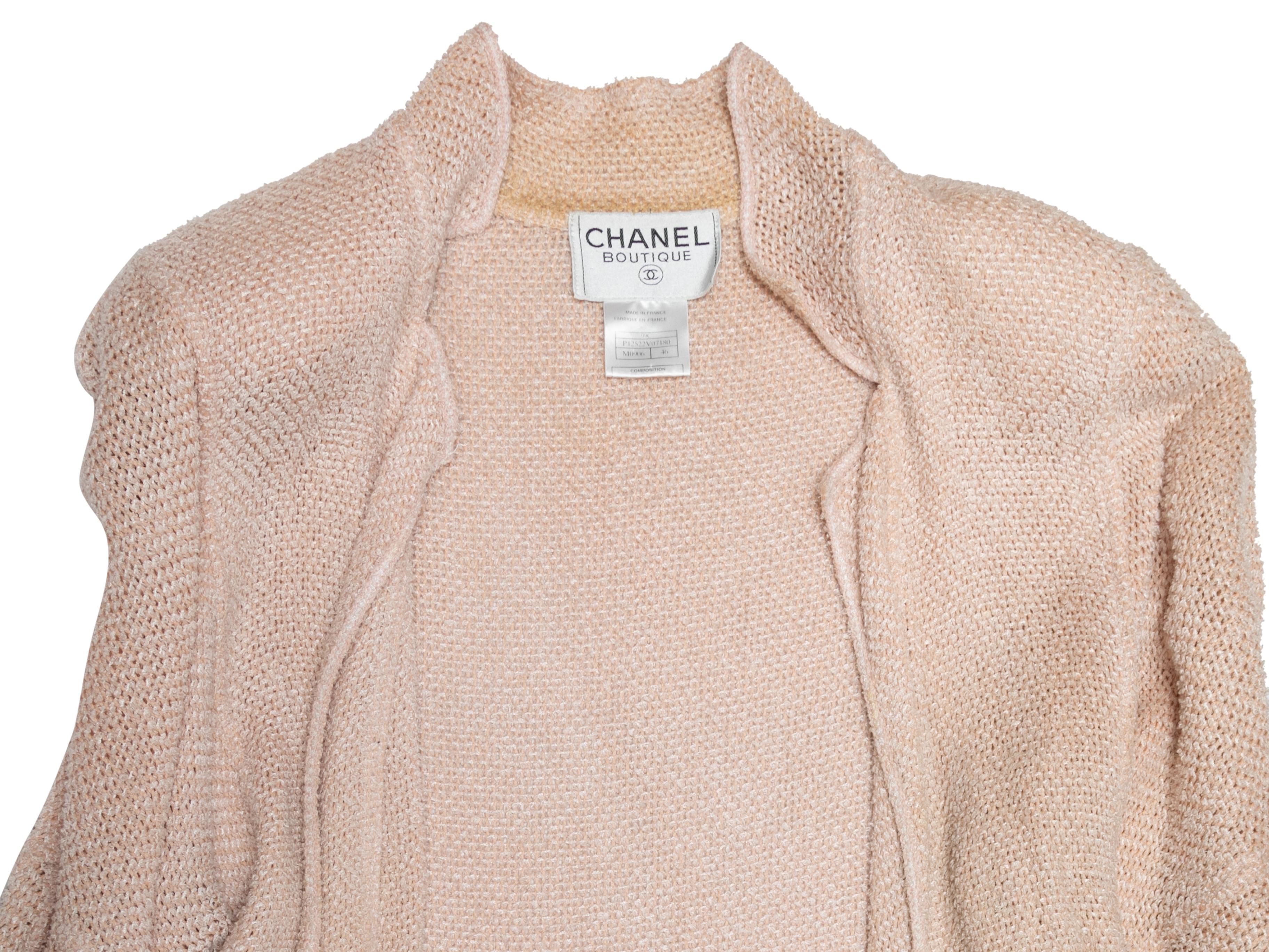 Women's Vintage Blush Chanel Boutique Cruise 1999 Knit Jacket Size FR 46 For Sale
