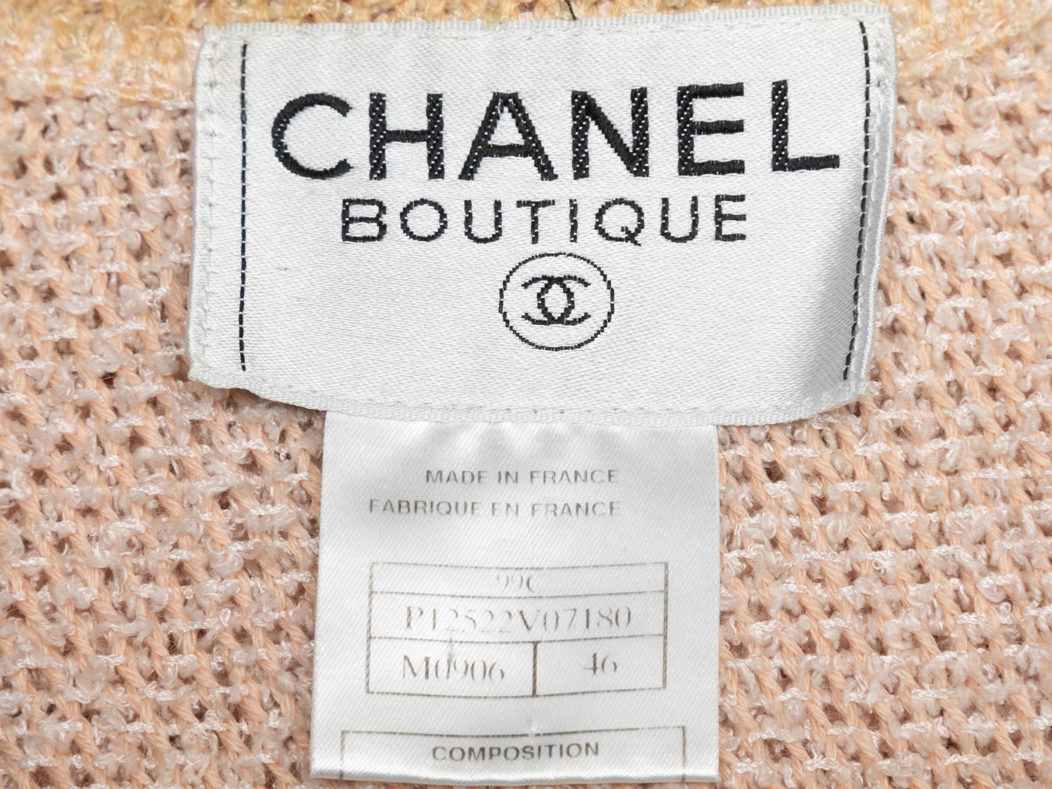 Vintage Blush Chanel Boutique Cruise 1999 Knit Jacket Size FR 46 For Sale 2