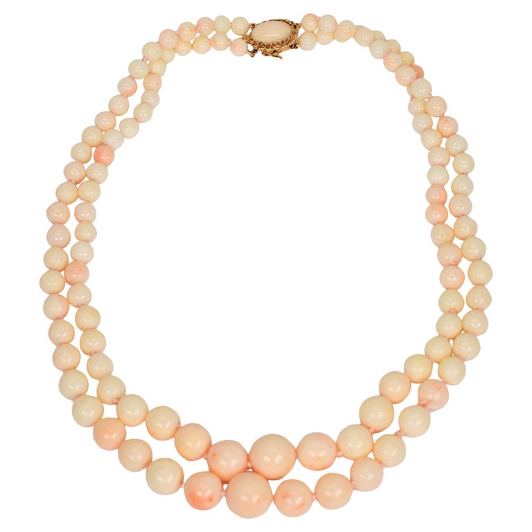 Collier Double Rang En Corail Rouge - Perles Argent Sterling - Occasion Bon état - Style Ethnique