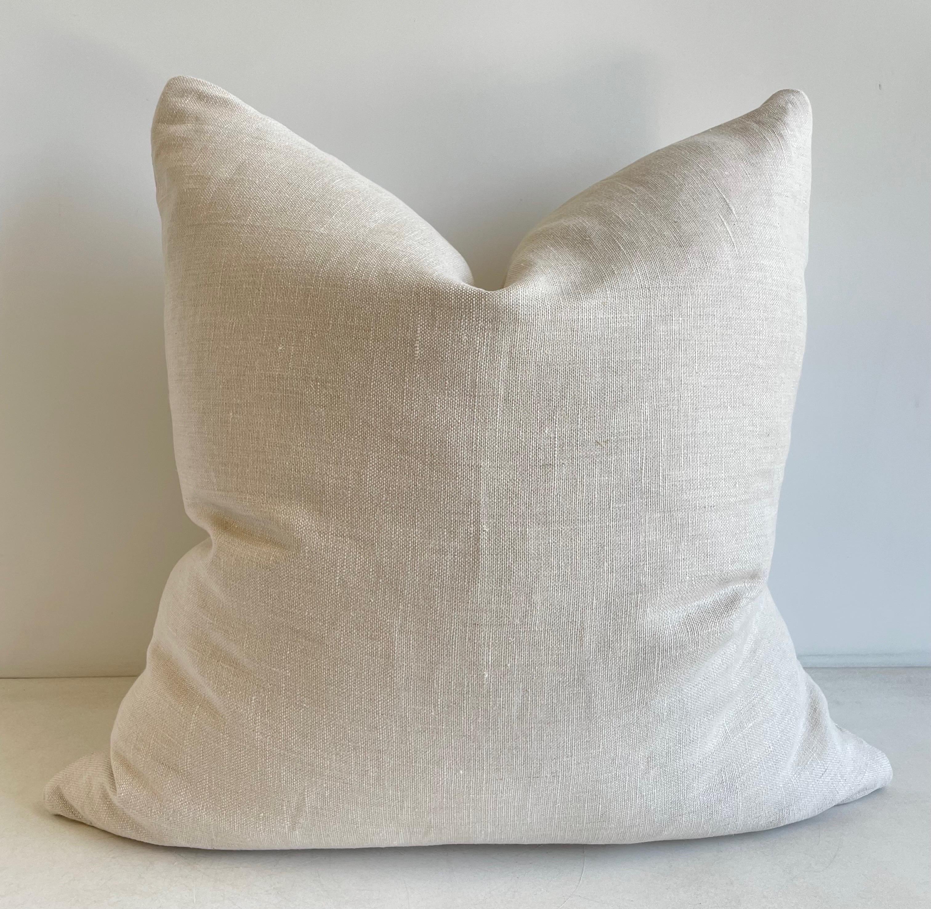 Cotton Vintage Blush Turkish Hemp Pillow with Down Insert For Sale