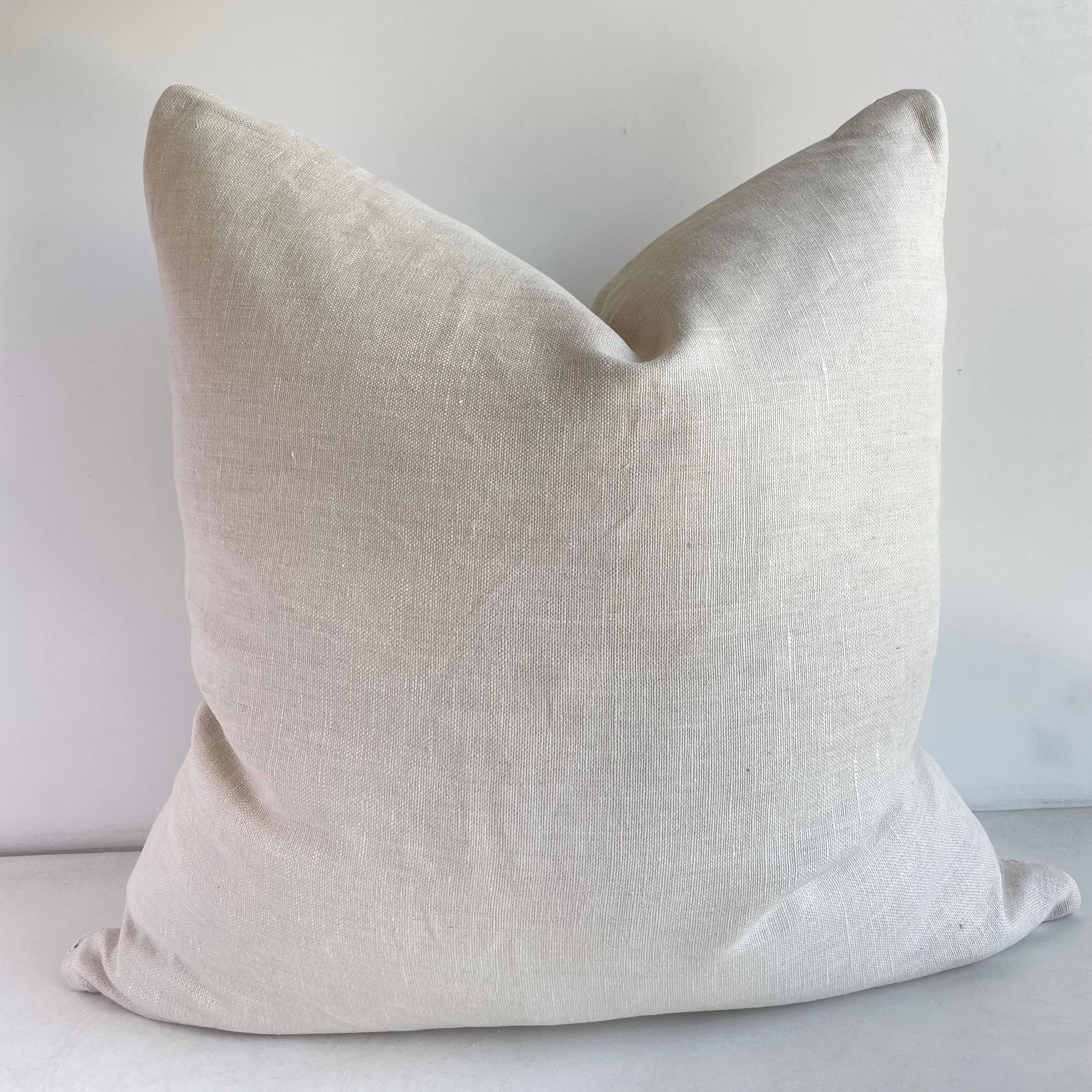 Vintage Blush Turkish Hemp Pillow with Down Insert For Sale 1
