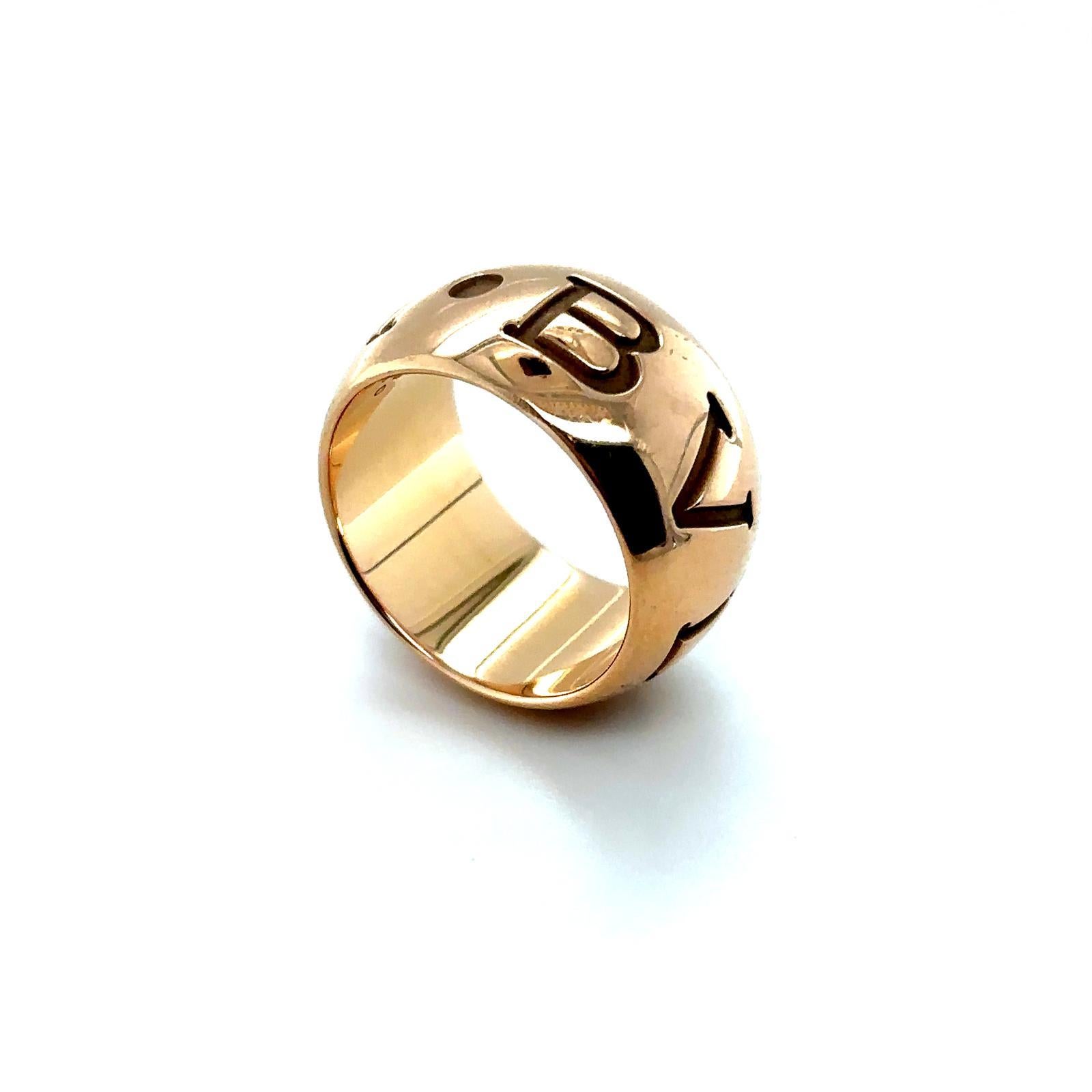 Retro Vintage Bvlgari Rose Gold Monologo Ring For Sale