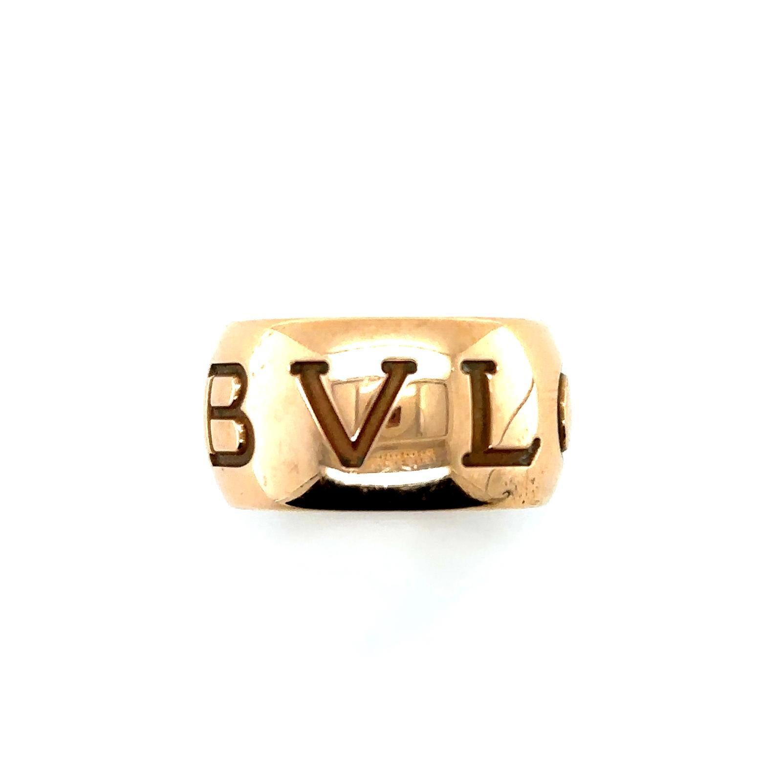 Women's Vintage Bvlgari Rose Gold Monologo Ring For Sale