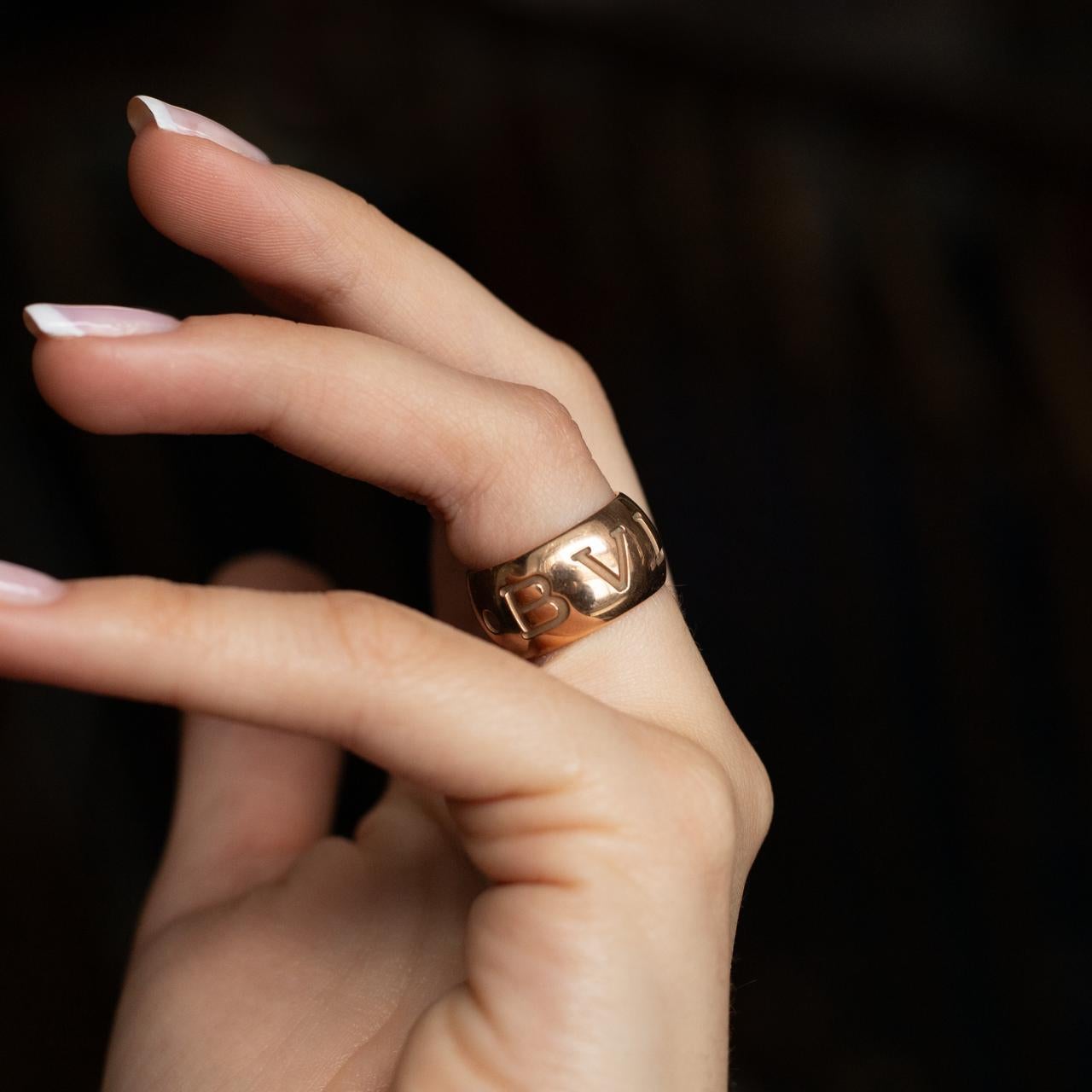 Vintage Bvlgari Rose Gold Monologo Ring For Sale 3