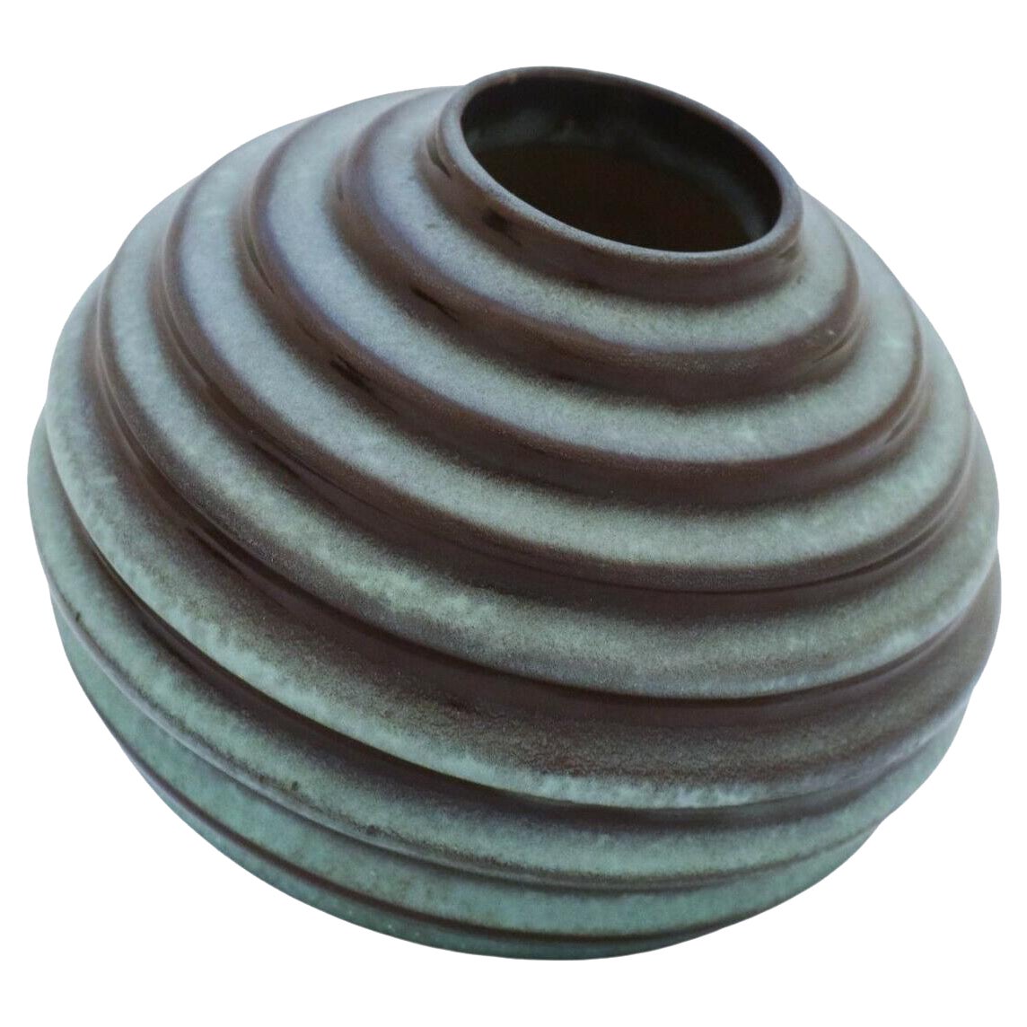 Ewald Dahlskog, Vaso globoso Art Deco verde "Lava", Bo Fajans, Svezia, anni '30