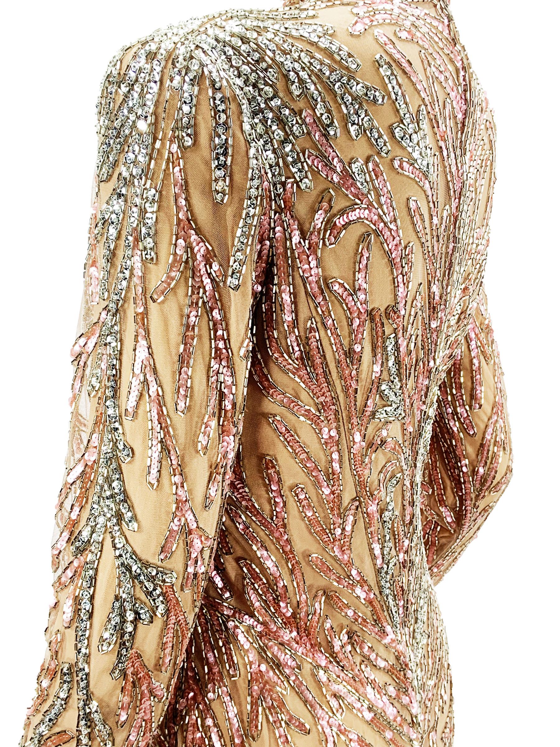 Bob Mackie Boutique Vintage Kleid in Rosa und Silber, voll verschönert, US 12 im Angebot 3