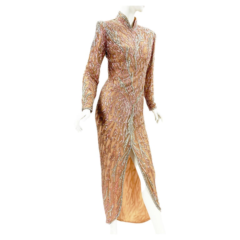 Vintage 1989 Bob Mackie Boutique Fully Embellished Pink Silver Dress Gown  For Sale at 1stDibs | bob mackie spring summer 2001, bob mackie pink, bob  mackie spring 2001