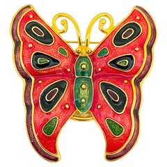Vintage BOB MACKIE butterfly gold enamel designer runway brooch