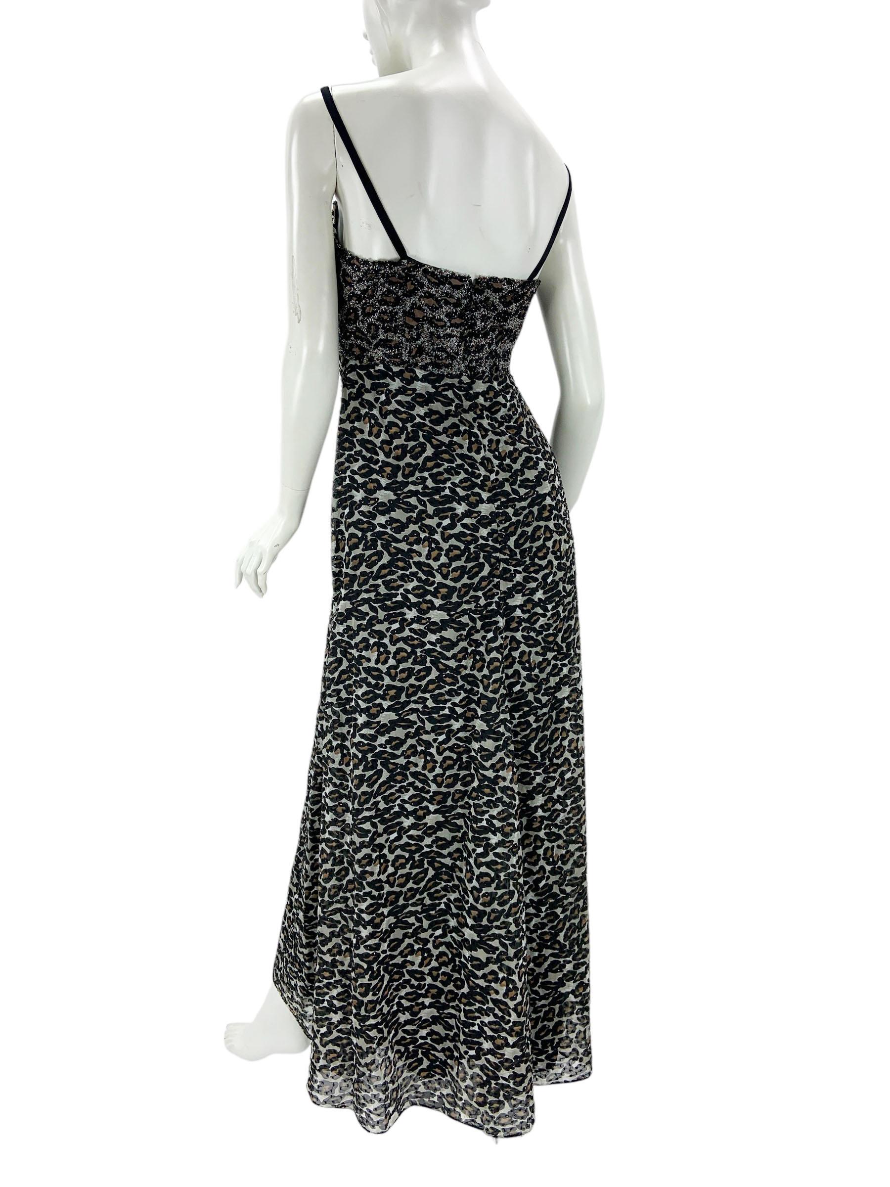 Vintage Bob Mackie Leopard Print Fully Beaded Dress with Feather Bolero  size S For Sale 2