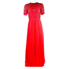 Vintage BOB MACKIE Red and Pink Strawberry Maxi Evening Dress Gown Size ...