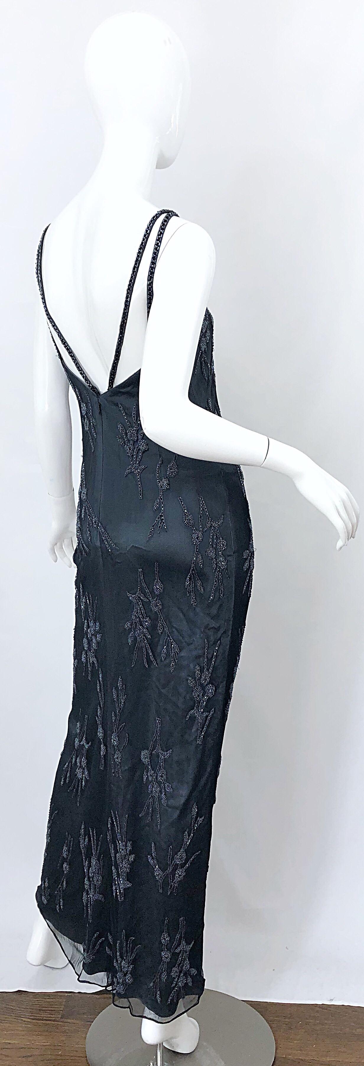Vintage Bob Mackie Size 8 Grey Beaded 1990s Sequin Sleeveless 90s Evening Gown 5